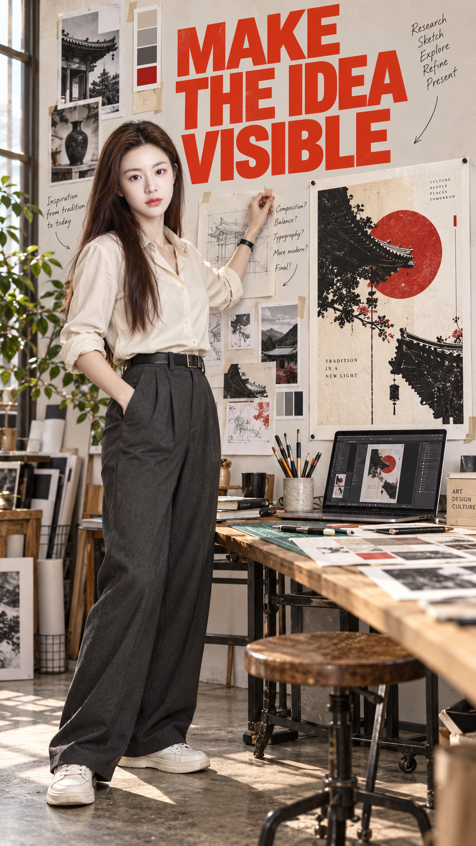 현대 크리에이티브 인물 콜라주 포스터 템플릿
