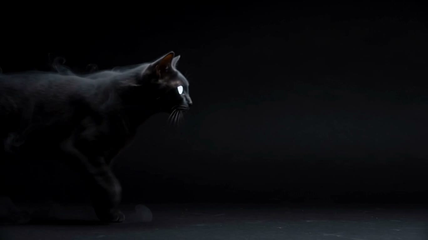 Взгляд чёрного кота в тумане