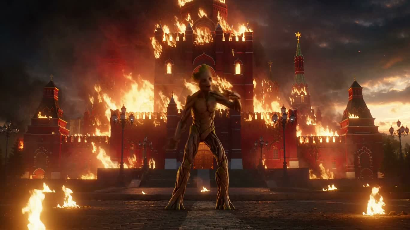Groot Dancing Before the Flaming Palace