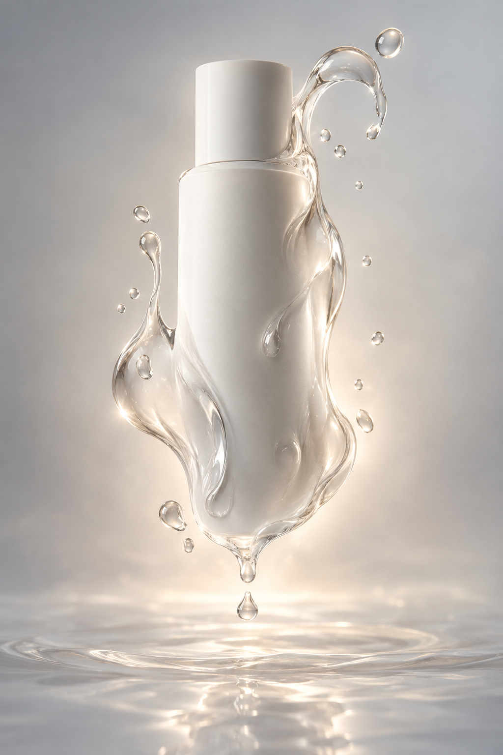 透明液体中超现实消融的概念产品广告 — AI image creation