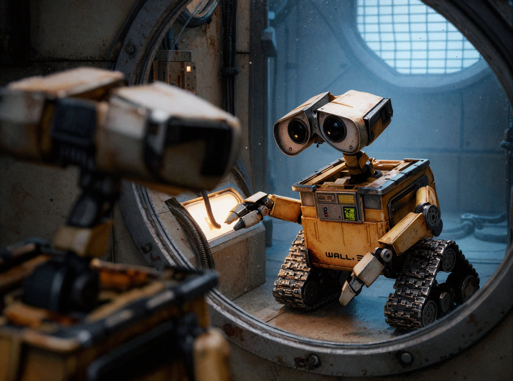 ВАЛЛ-И · Ремонт иллюминатора · Зеркальное повествование — AI image creation
