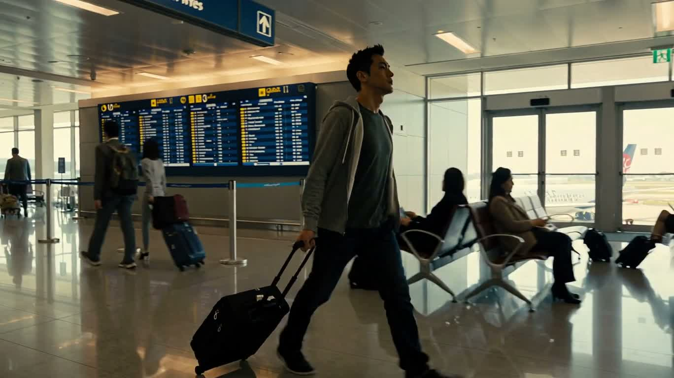 賑やかな空港を抜けて