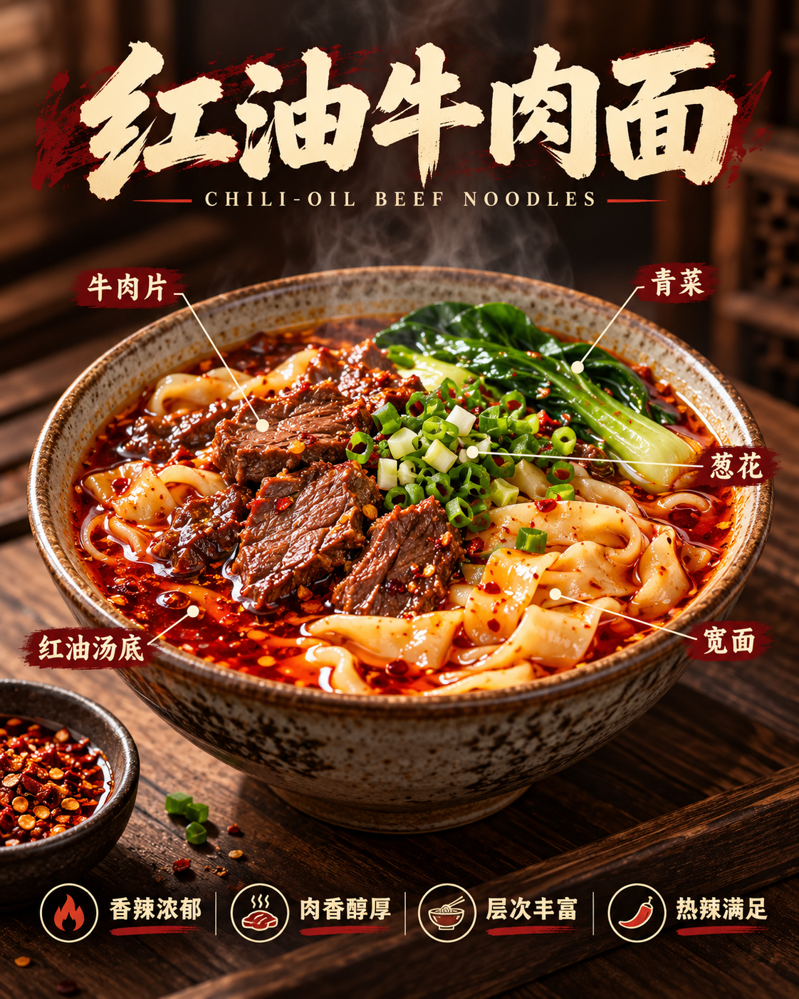 红油牛肉面餐饮商业海报 — AI image creation
