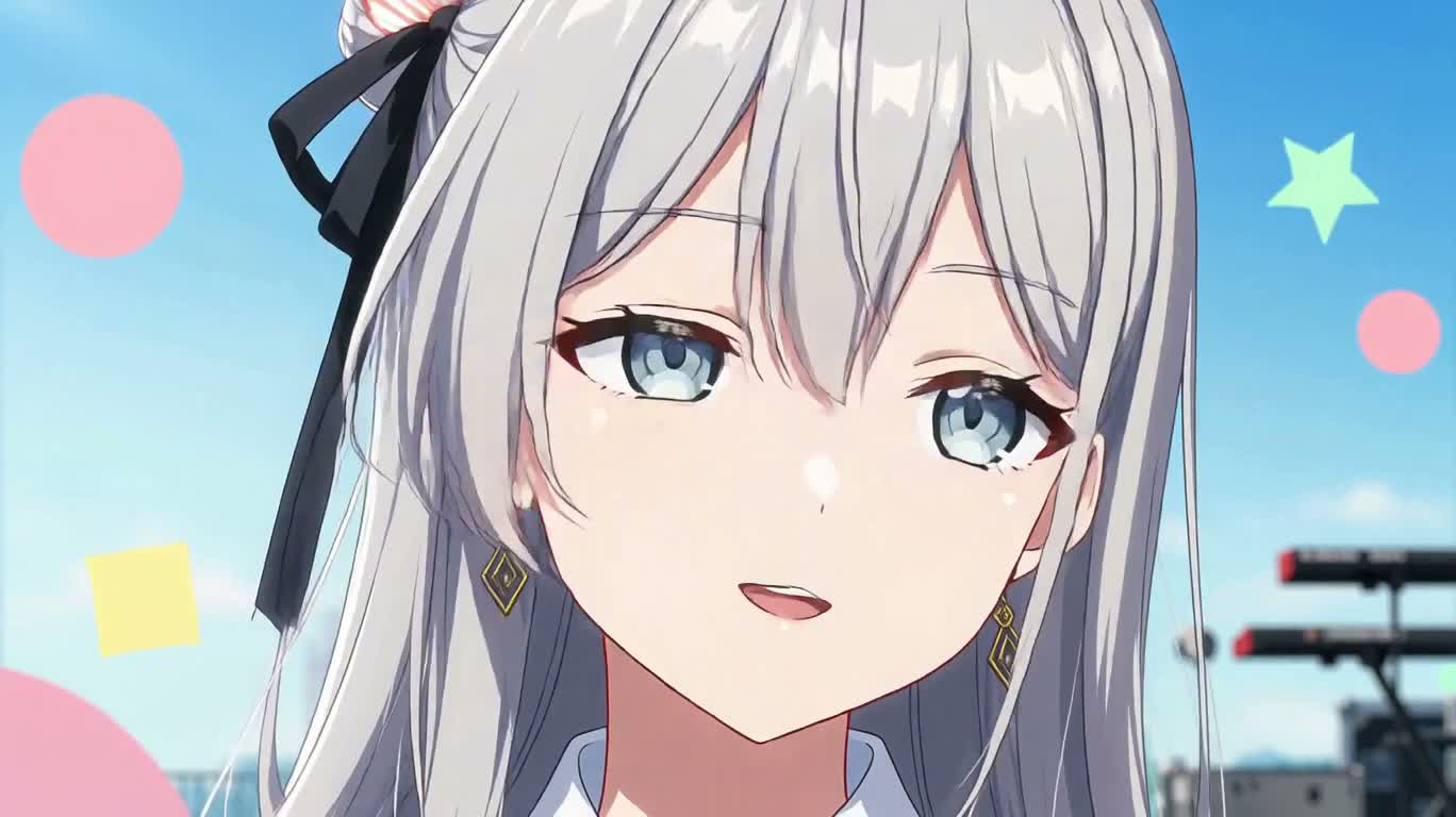 La scène rythmée de la fille aux cheveux d'argent — AI video creation