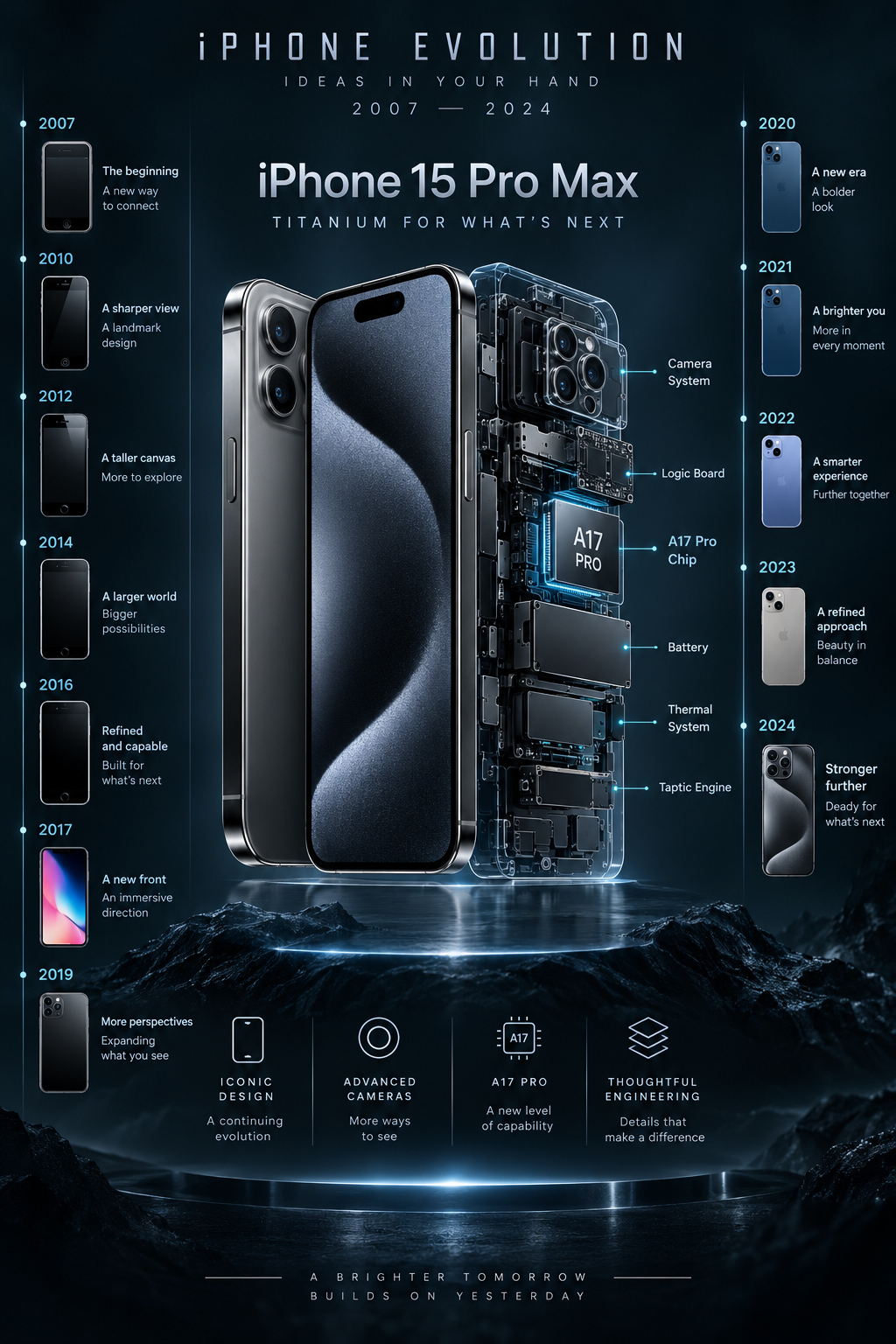 iPhone进化暗黑科技信息图 — AI image creation
