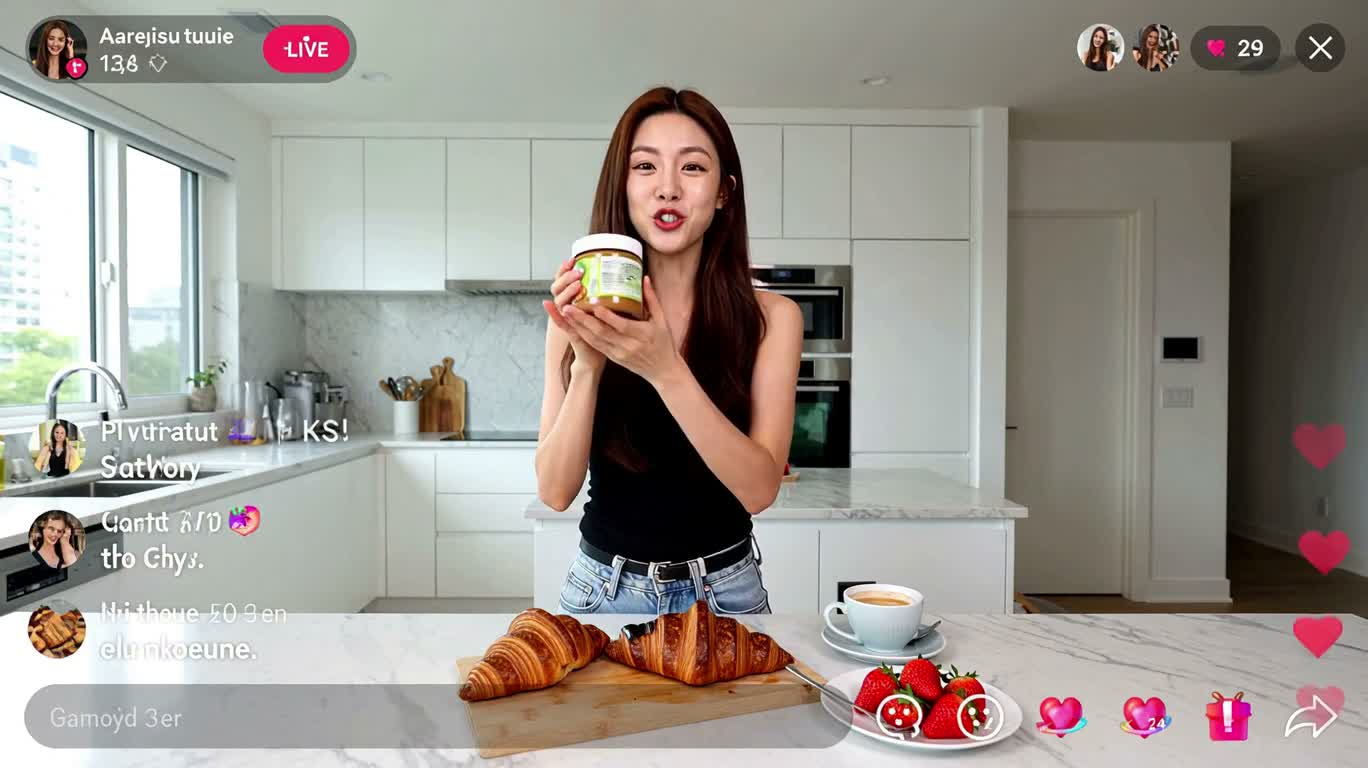 焦糖饼干酱直播试吃抽奖 — AI video creation