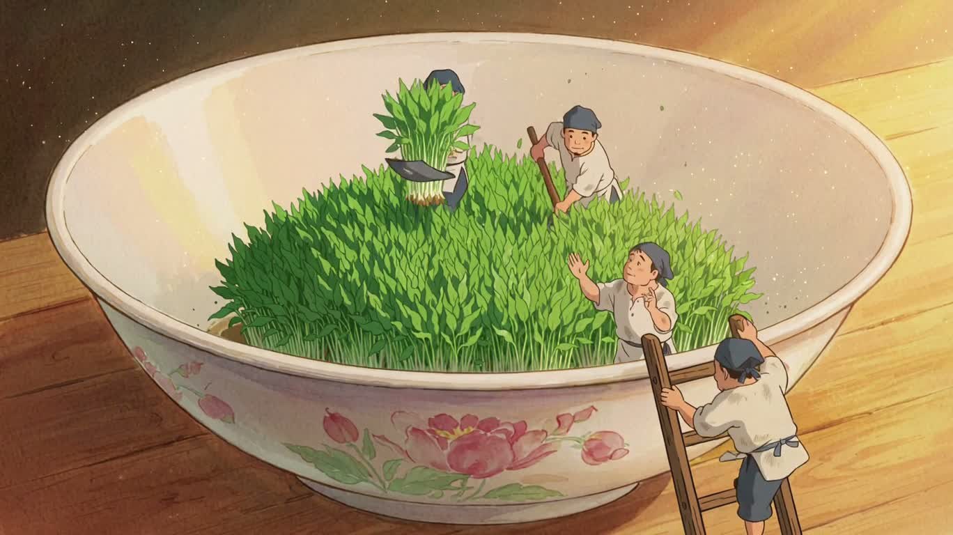 瓷碗里的豆芽小队 — AI video creation