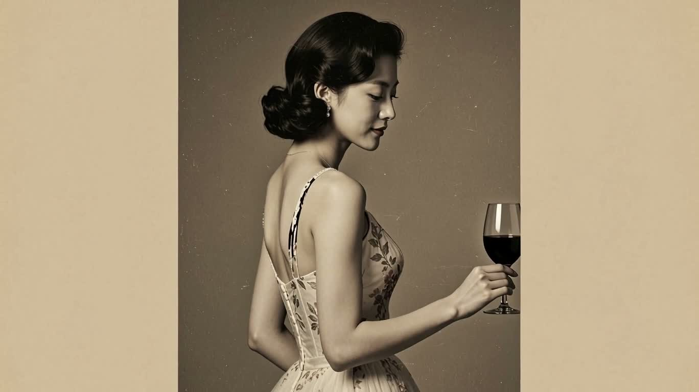 昭和复古红酒海报美人