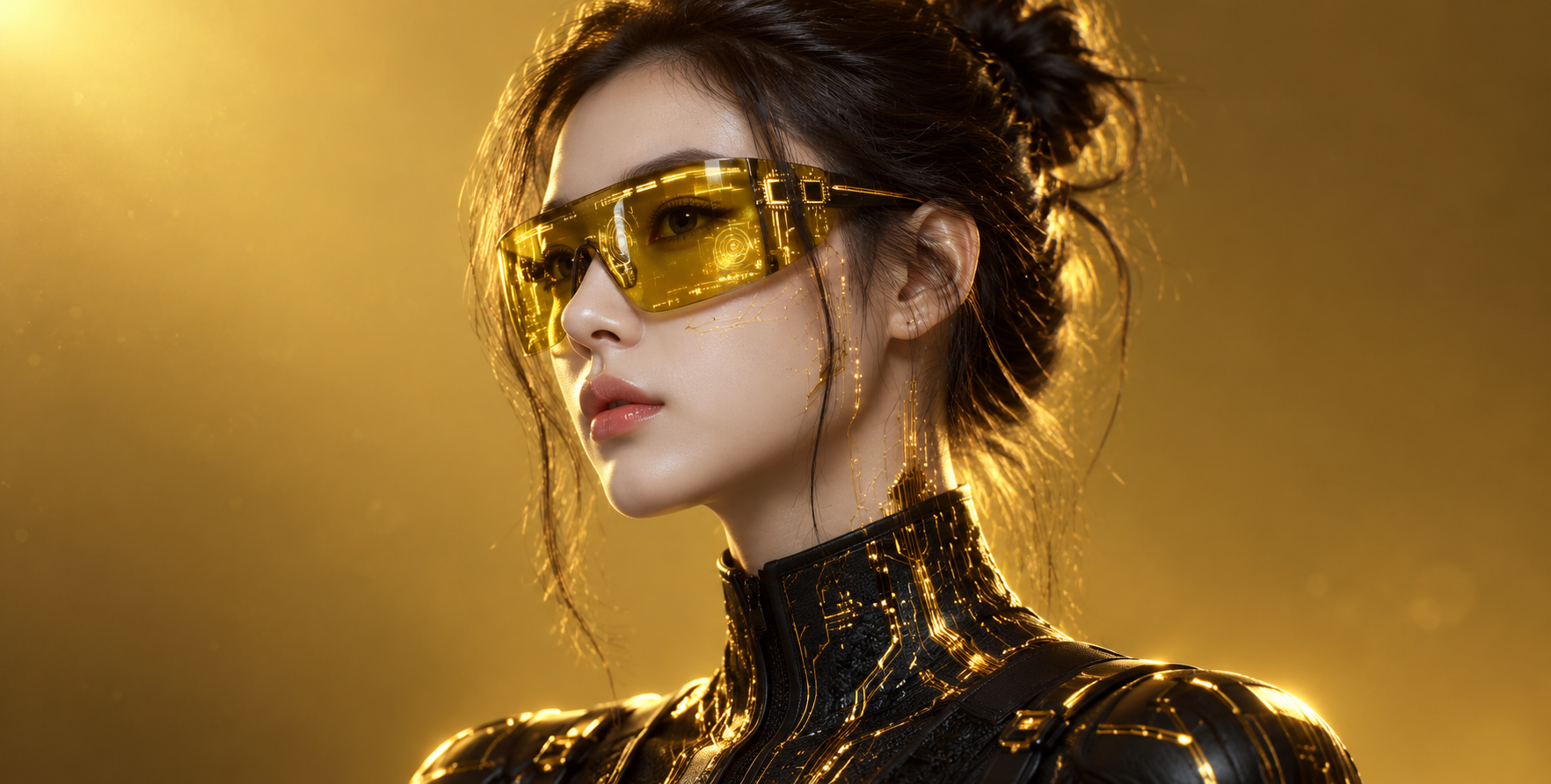 赛博朋克黑金机能风侧颜 — AI image creation