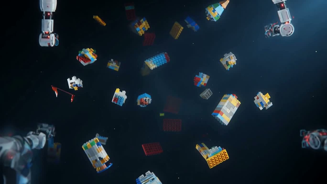 失重空间的乐高城堡组装 — AI video creation