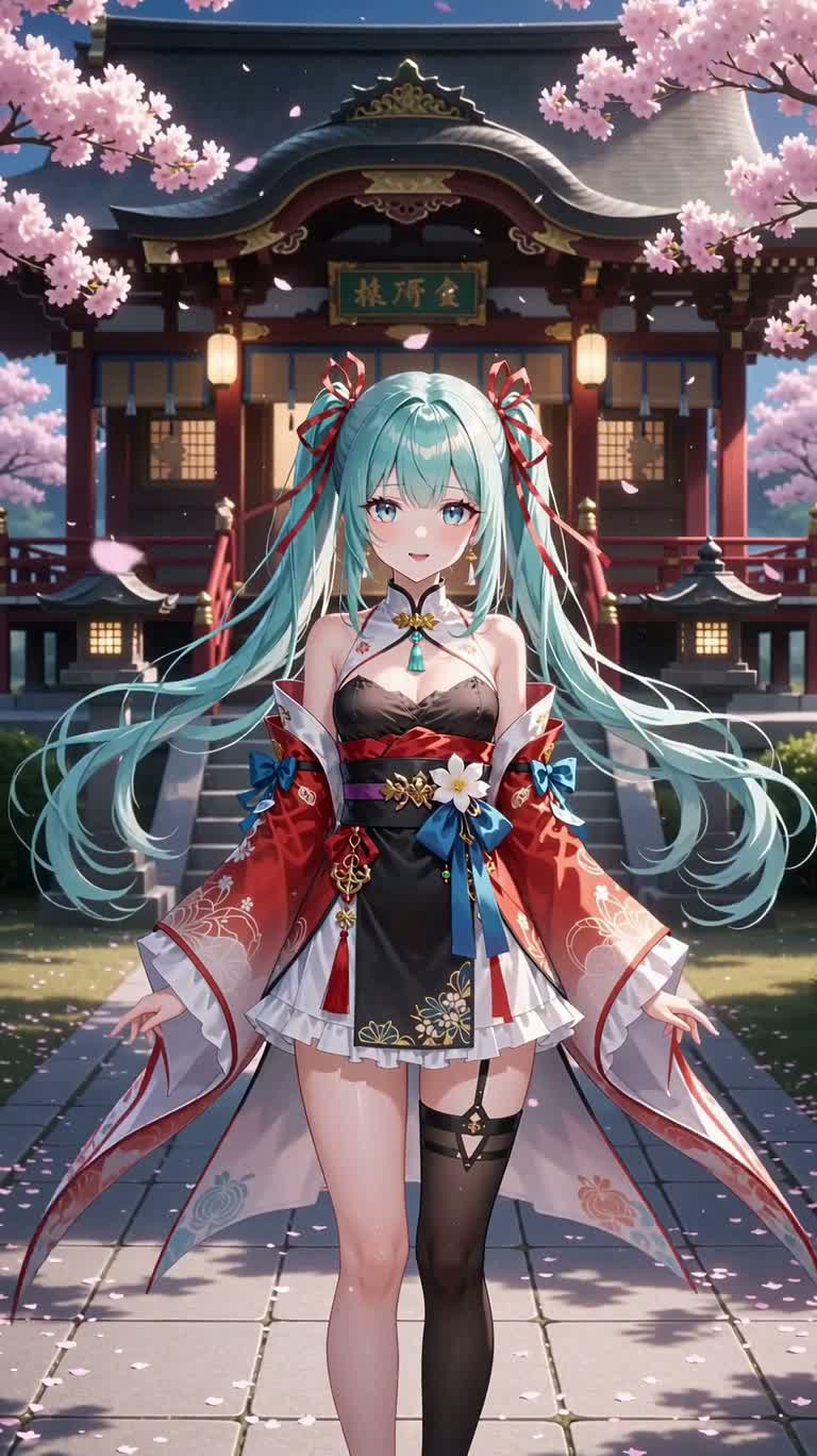青蓝双马尾巫女幻境 — AI video creation