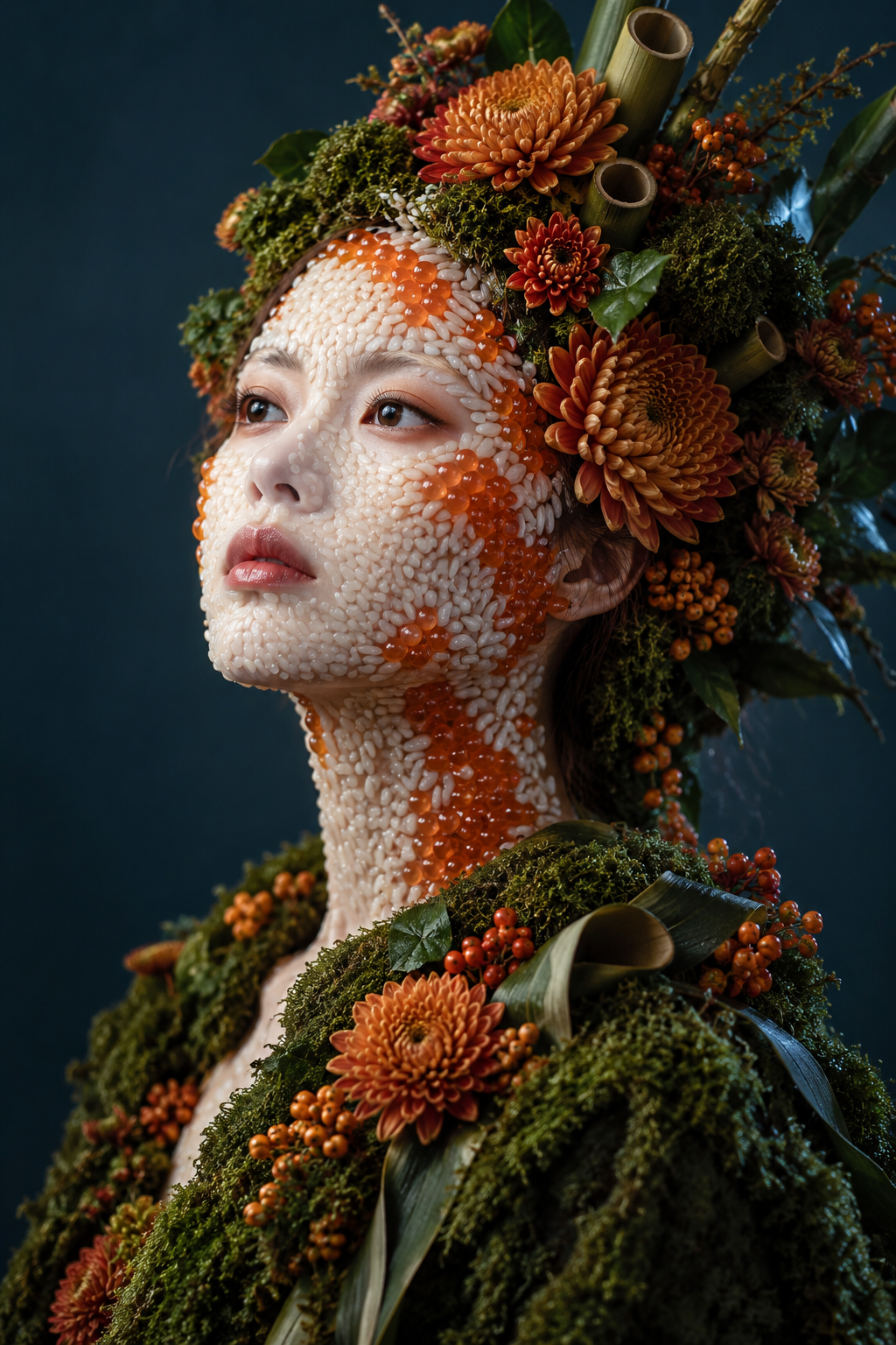 覆满米粒鱼籽的超现实缪斯 — AI image creation