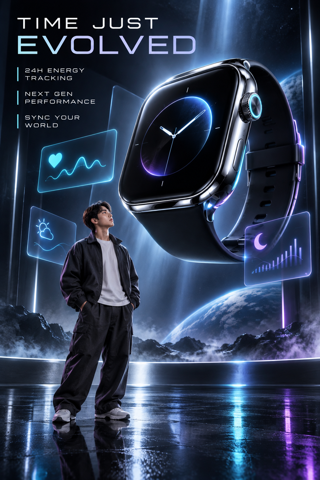 成年模特智能手表未来科技广告海报 — AI image creation