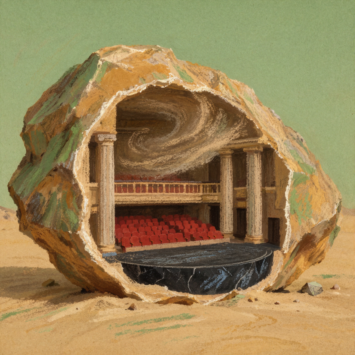Opéra interstellaire du désert · Pastel à la craie