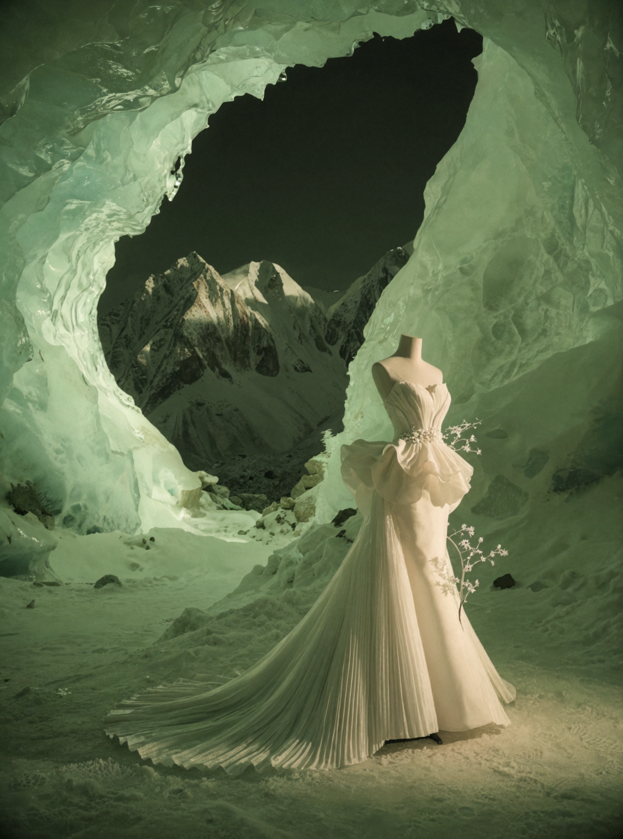 Installation de mariage en montagne enneigée · Photographie infrarouge