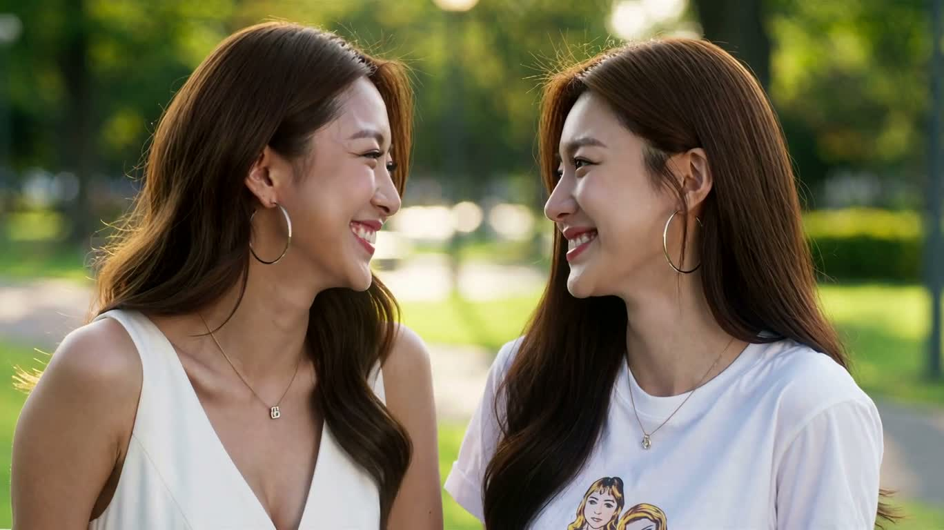 阳光下的亲密 cheek kiss — AI video creation