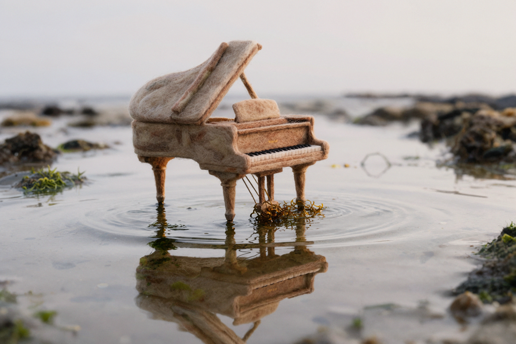 Đàn piano bãi biển · Nỉ len — AI image creation