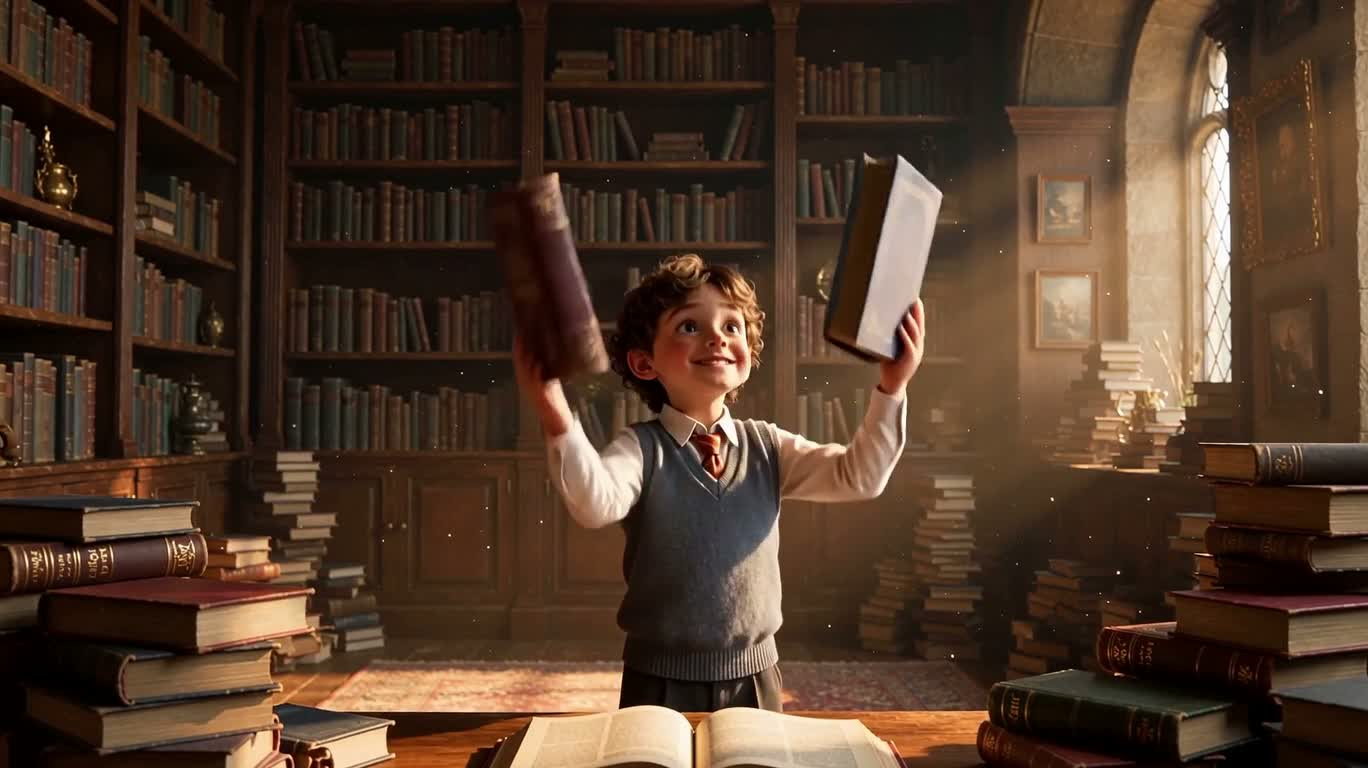 Маленький волшебник в старом книжном магазине