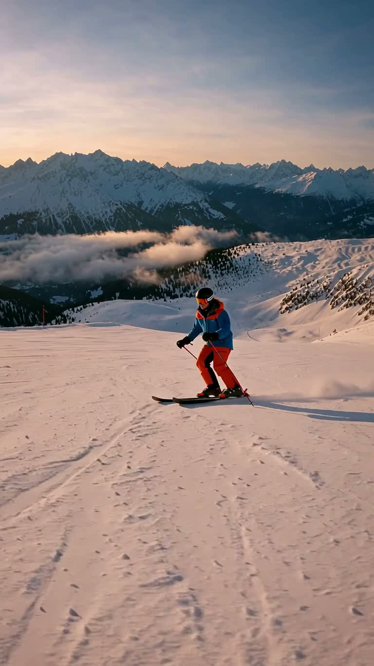 夕阳雪山极速 carving — AI video creation