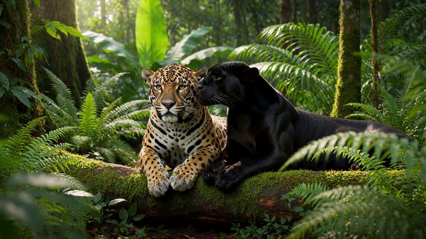 Étreinte de léopards dans la forêt tropicale — AI video creation