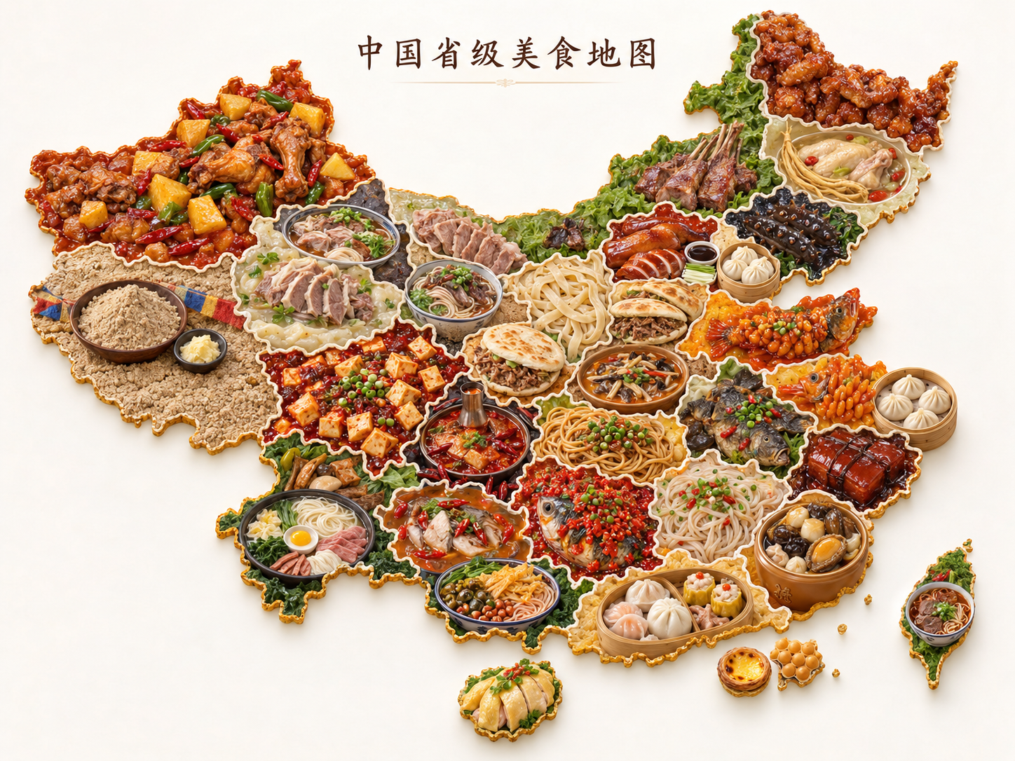 Une carte de Chine composée de spécialités provinciales