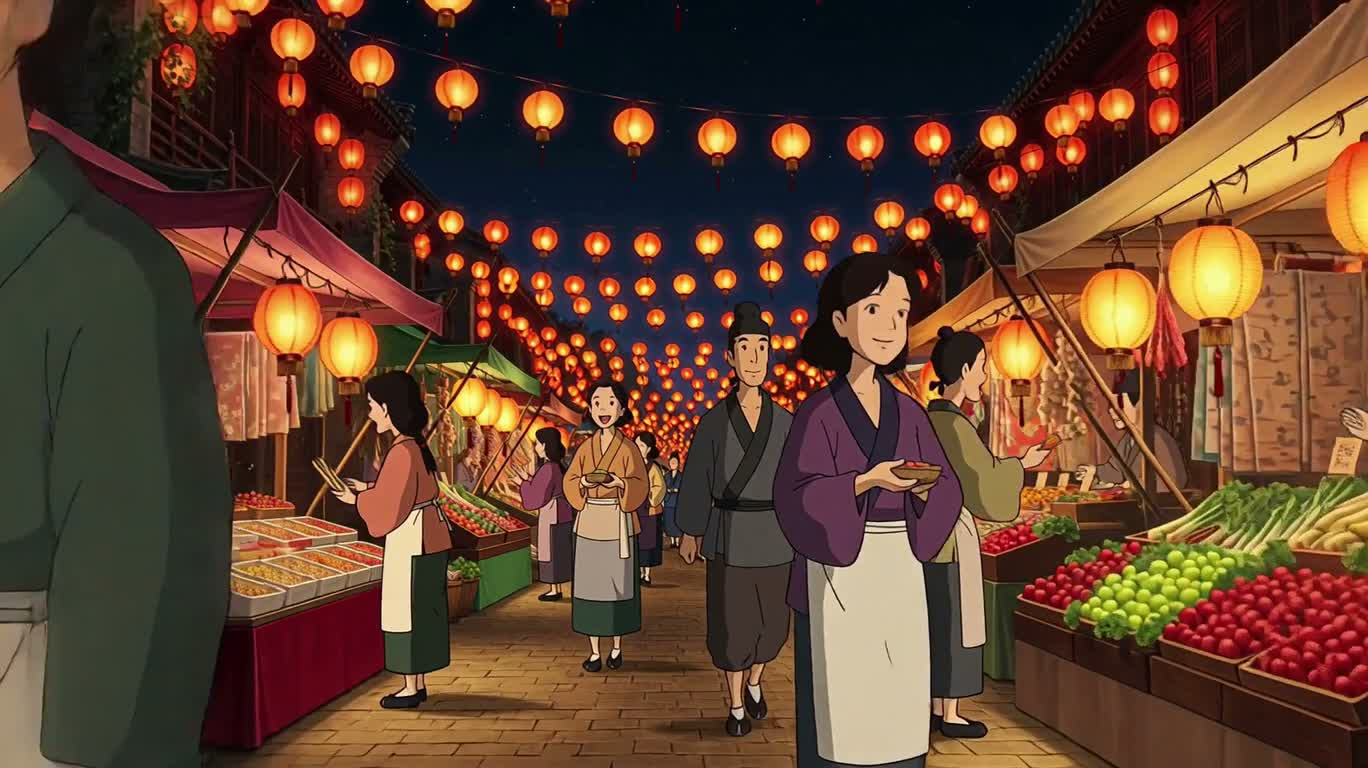 夜色灯影集市