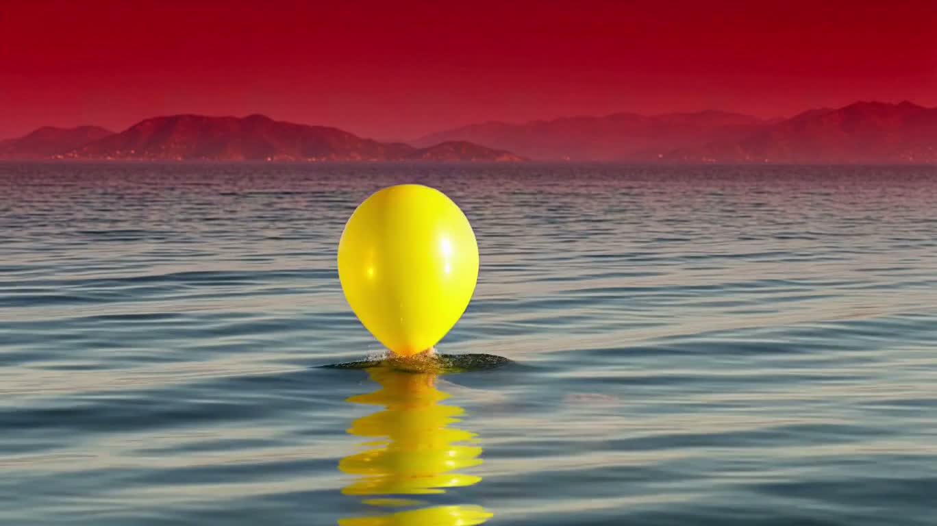 红空海面的黄气球之手 — AI video creation