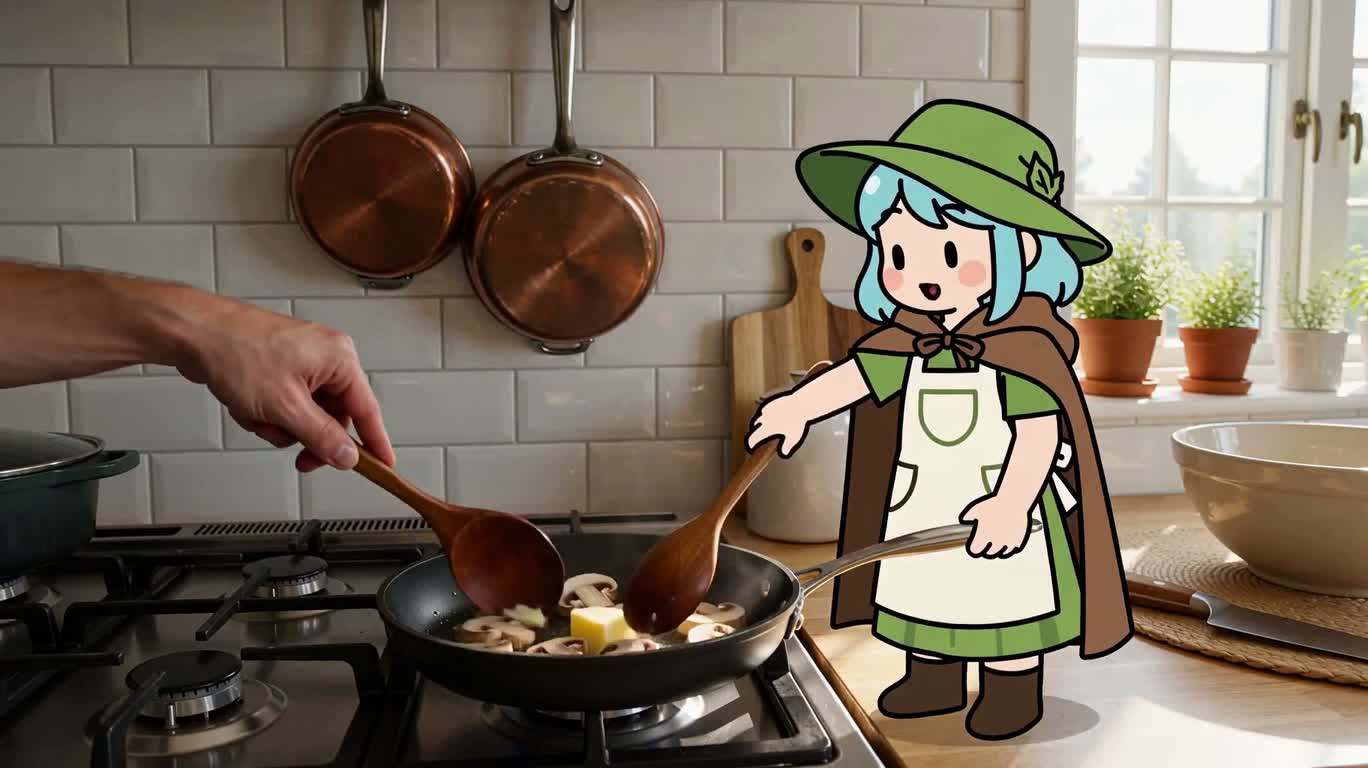 厨房里的纸片小帮手 — AI video creation