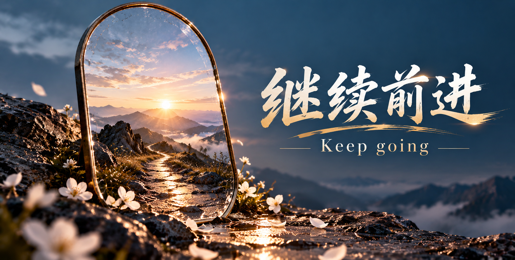 镜中倒影传递着永不言弃的坚定信念 — AI image creation
