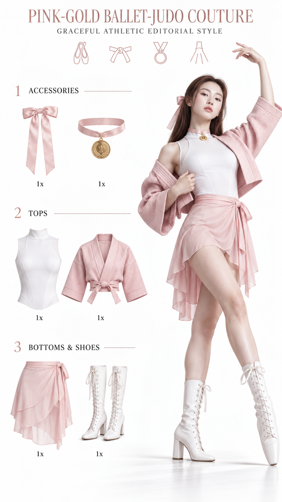 粉白金芭蕾柔道高级时装信息页 — AI image creation