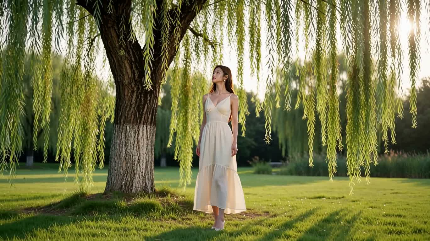 Adult Woman Under the Willow Tree — AI video creation