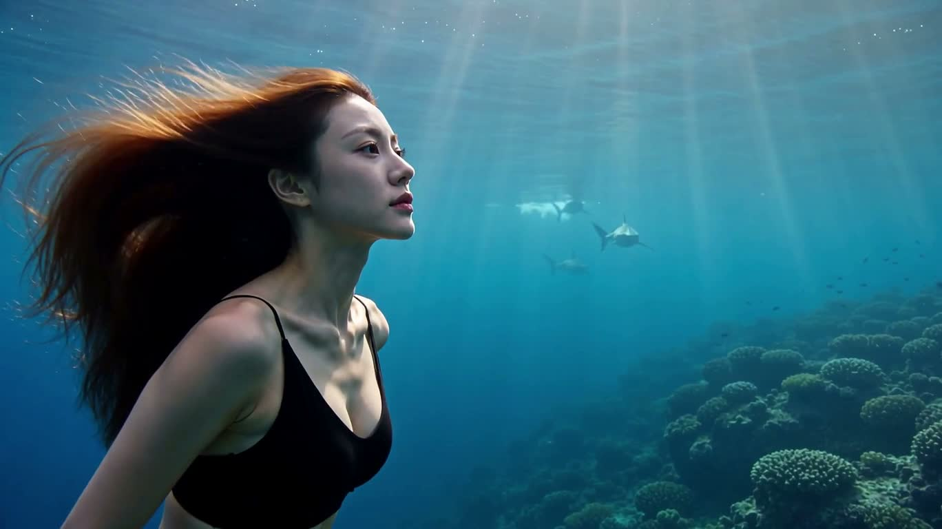 심해의 시선: 다가오는 상어 떼