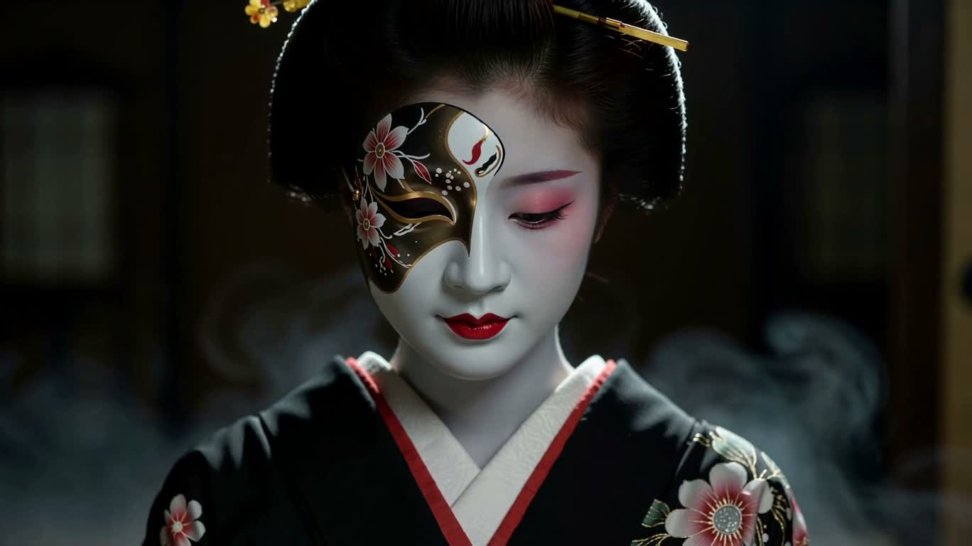 紅い煙の中の芸者 — AI video creation