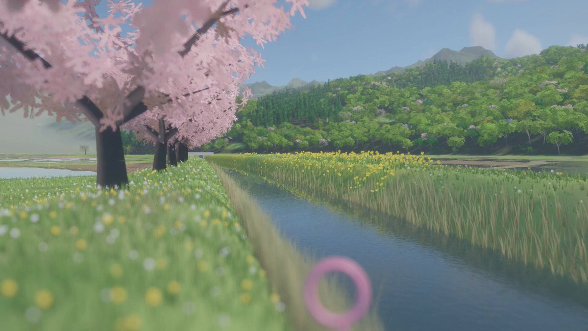 吹泡泡看田园风光的互动场景