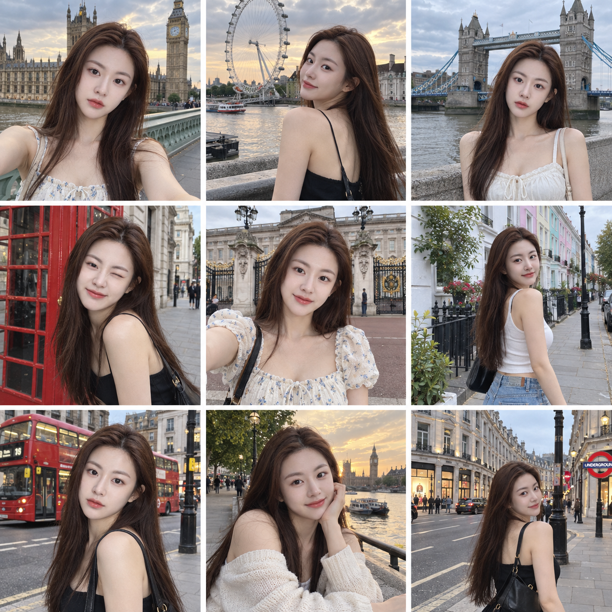 固定成年身份的伦敦九宫格旅行随拍 — AI image creation