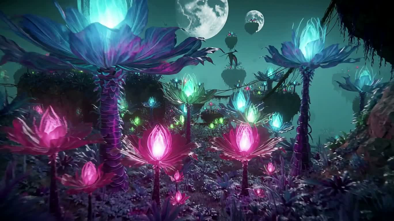 Poursuite dans la jungle extraterrestre néon