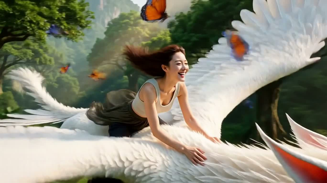 彩虹瀑雾中的飞越 — AI video creation