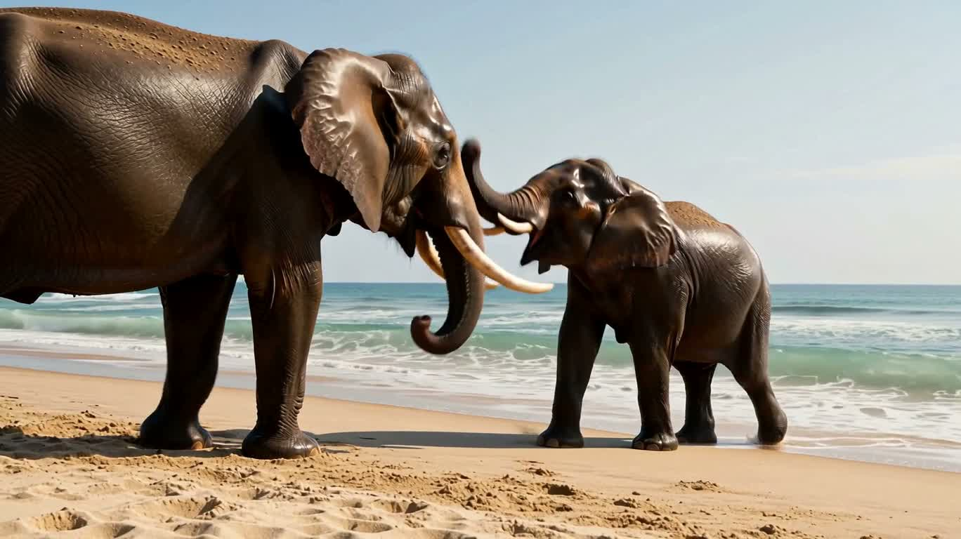 Éléphants de plage et bœuf Stroganoff — AI video creation