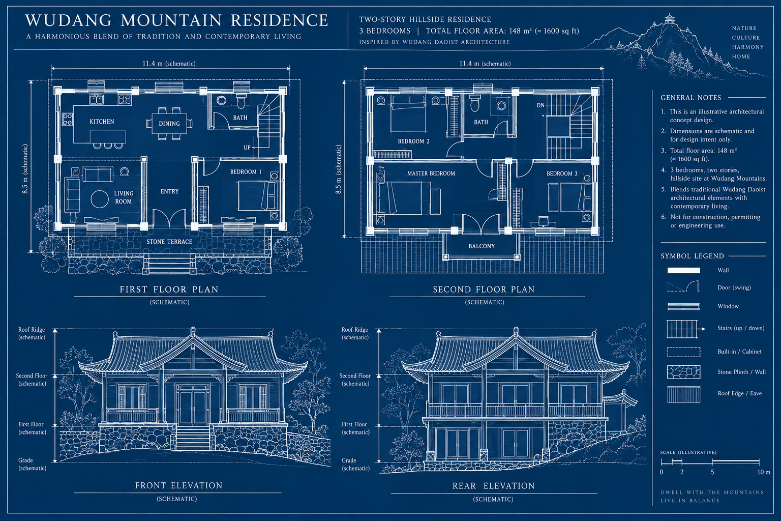Plan de résidence néo-chinoise en montagne du mont Wudang