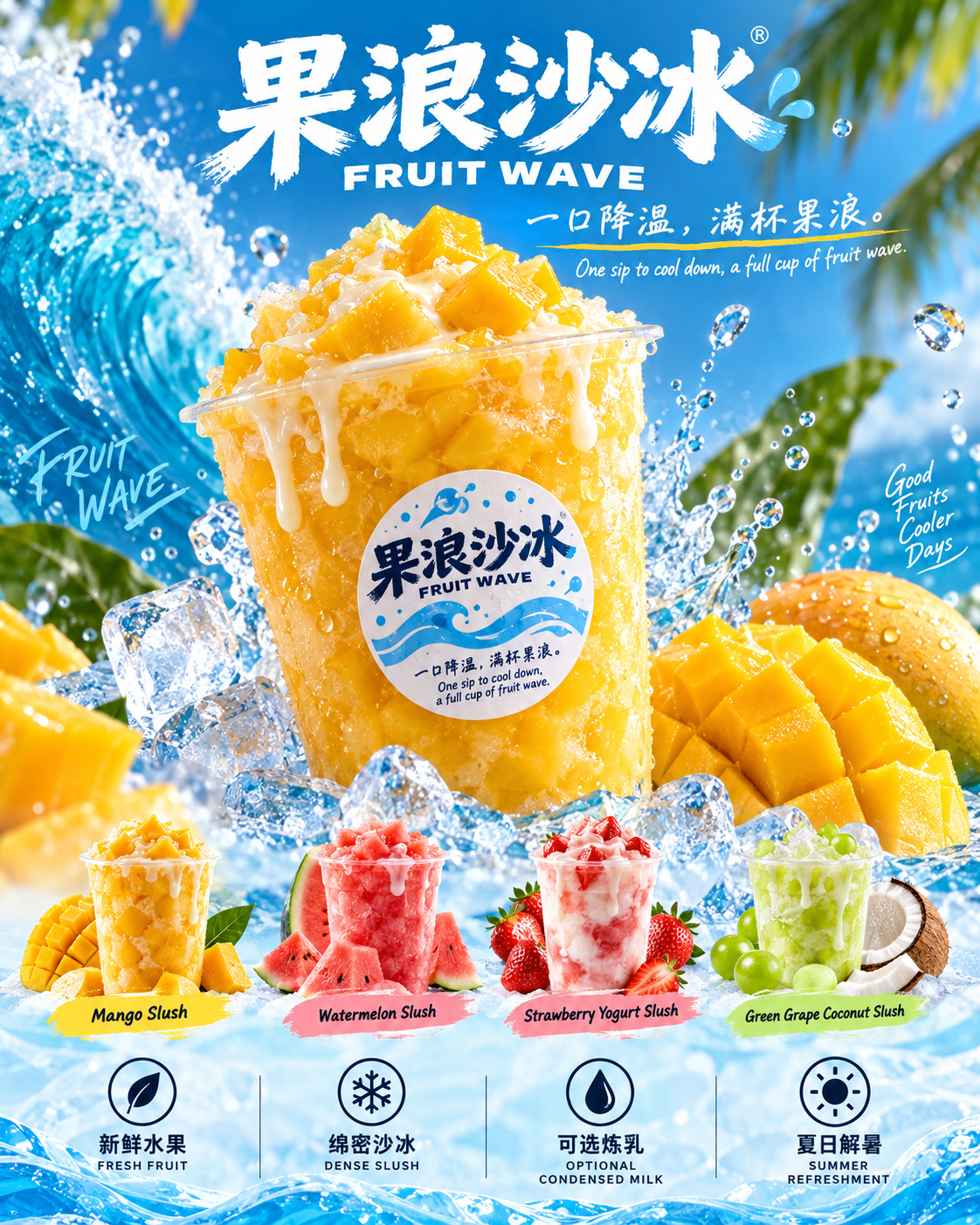 果浪沙冰四类品牌提案图模板 — AI image creation