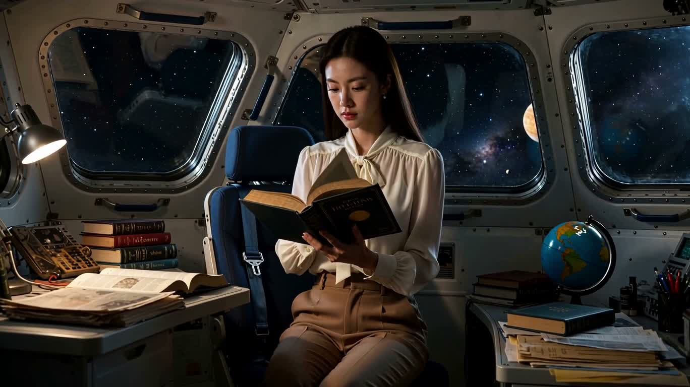 L'astronaute contemplant les étoiles à la fenêtre stellaire — AI video creation