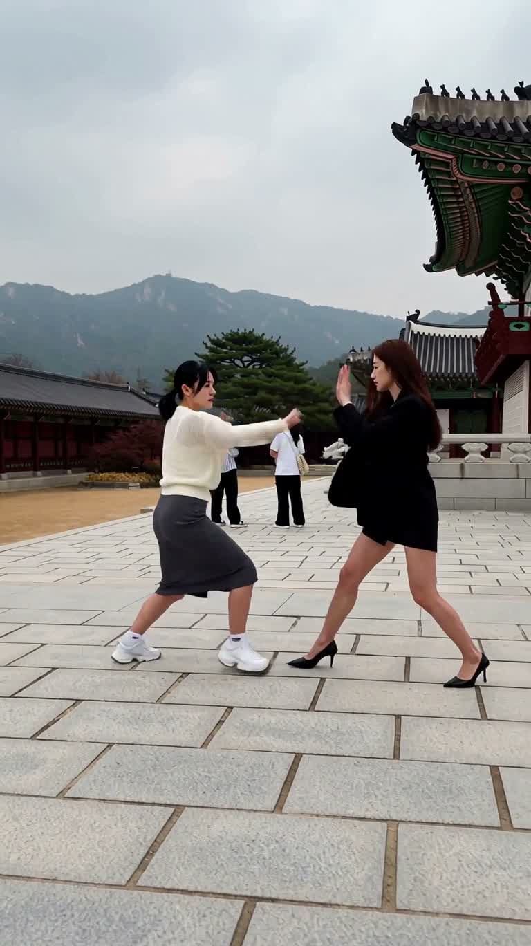 고궁 광장의 쿵푸 대결