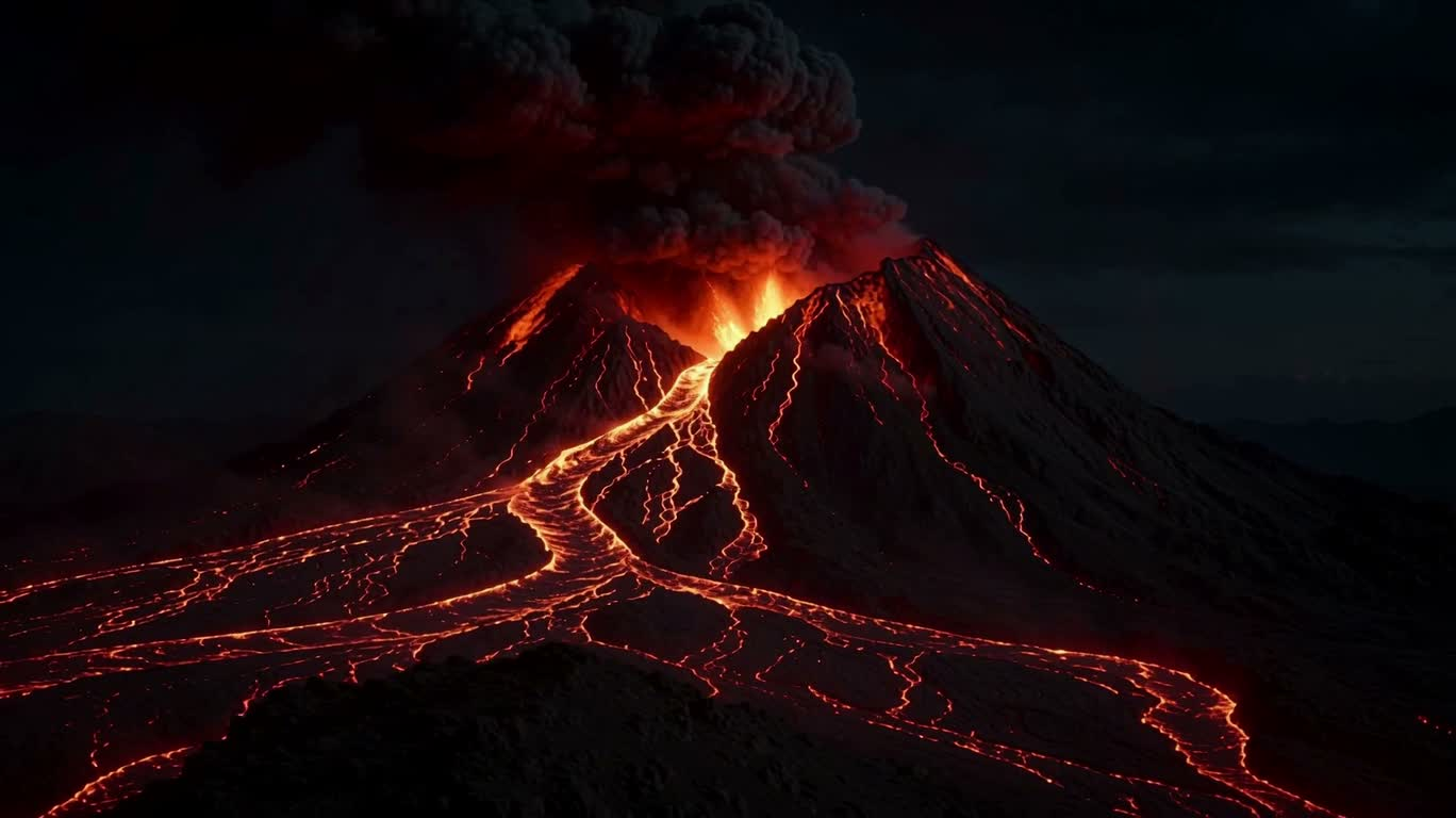 夜幕火山爆发