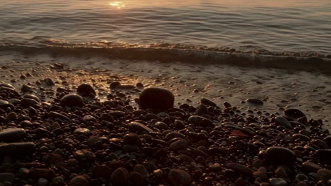 暮色卵石海岸
