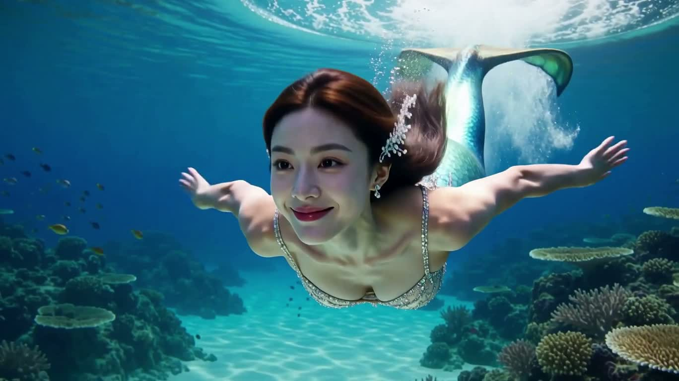 珊瑚海中的人鱼追逐 — AI video creation