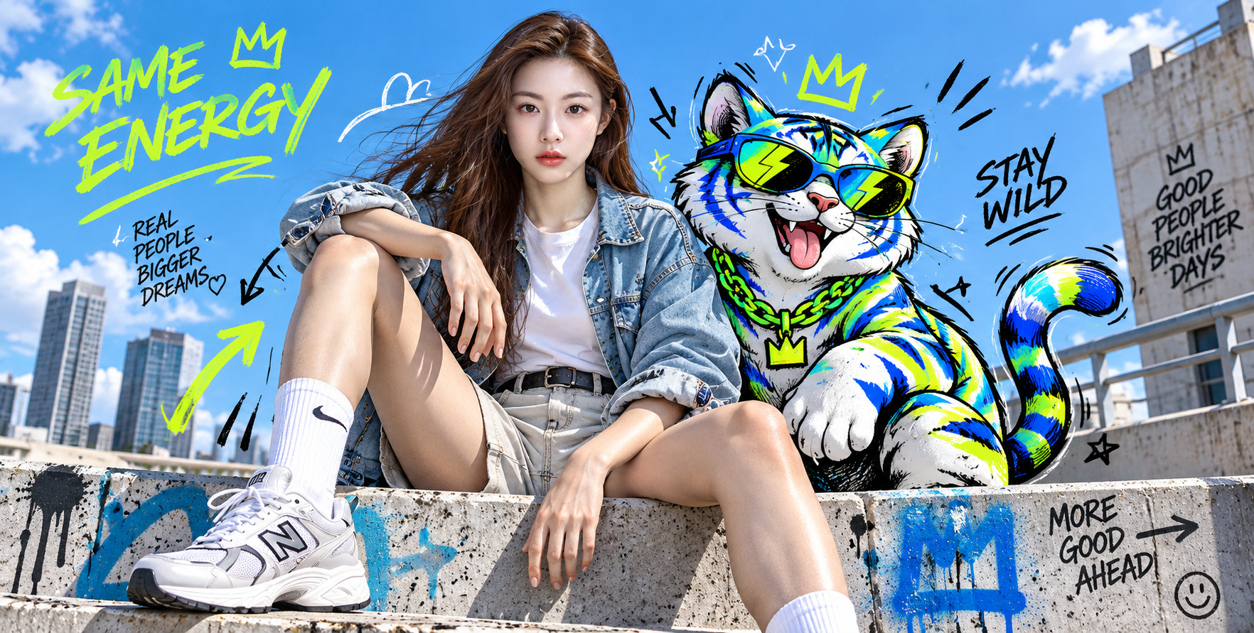 超现实真人卡通融合时尚大片 — AI image creation