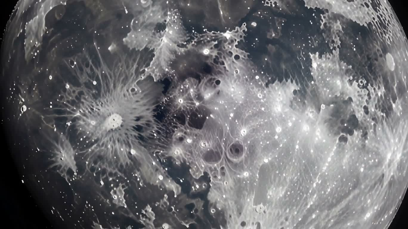 月面に広がる紫の虚空の深淵 — AI video creation