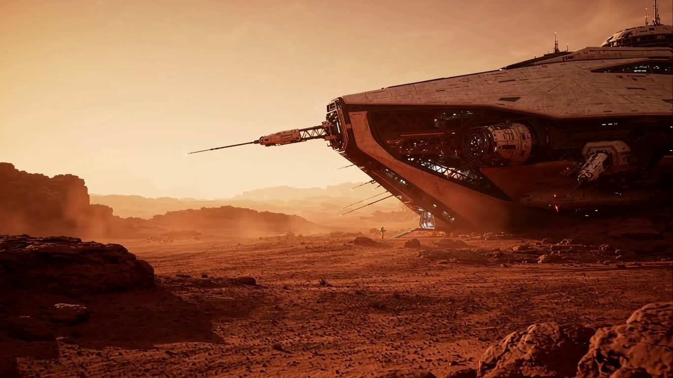 Future Space Station in the Red Desert — AI video creation