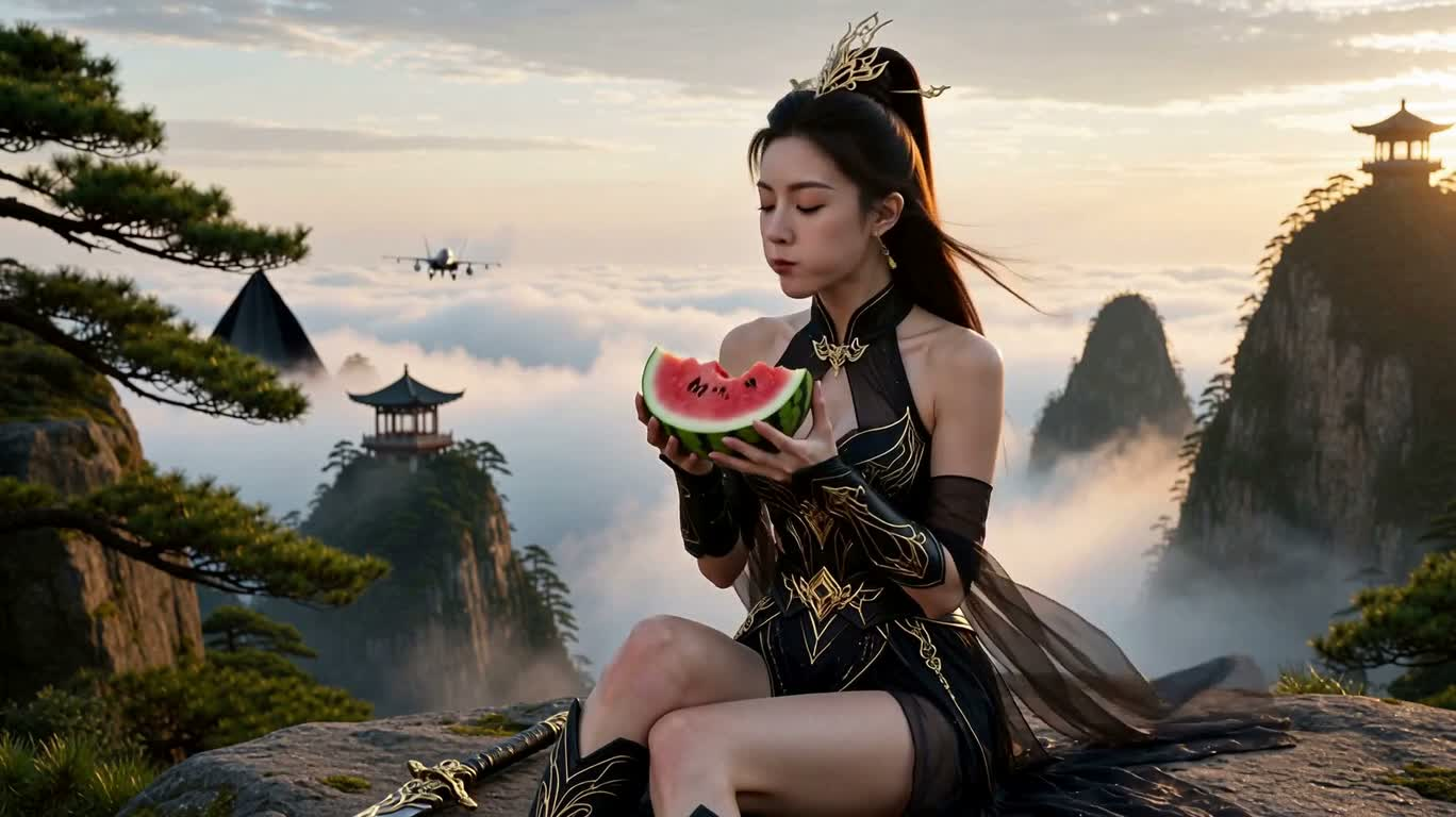 仙侠少女御剑追战机吃瓜