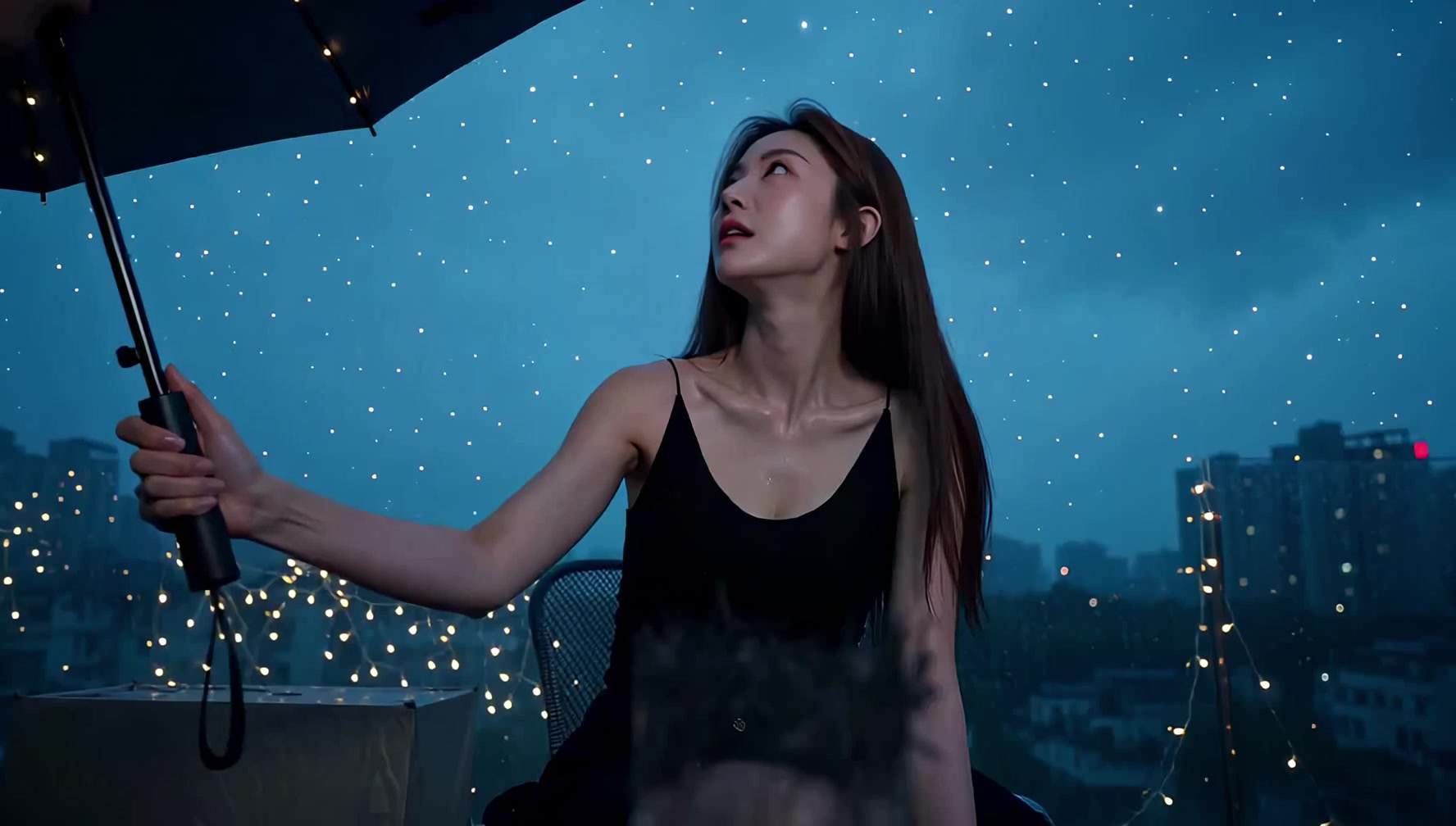 男友视角·雨天伞下的人造星空 — AI video creation